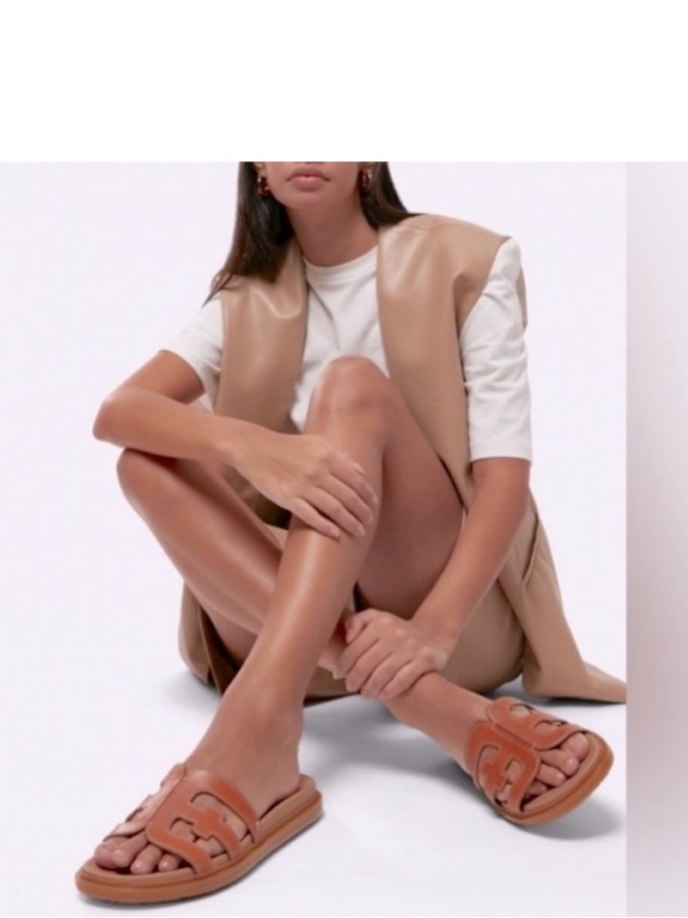 Sam Edelman Valeri Tan Leather Slide Sandals